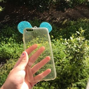 clear iphone 6 plus phone case with blue ears
